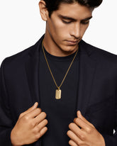 Chevron Tag in 18K Yellow Gold with Diamonds, 34mm